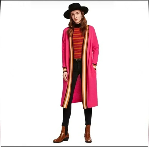 Scotch & Soda Sweaters - Scotch & Soda 100% Lambswool Longline Cardigan Sweater Hot Pink Size Large